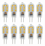 G4 LED-lampa 12V, 1W motsvarande 10W halogenlampa, flimmerfri 200LM, varmvit 3000K, 360° strålvinkel, ej dimbar, 10-pack