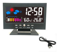 Väder elektronisk väckarklocka digital spegel Black