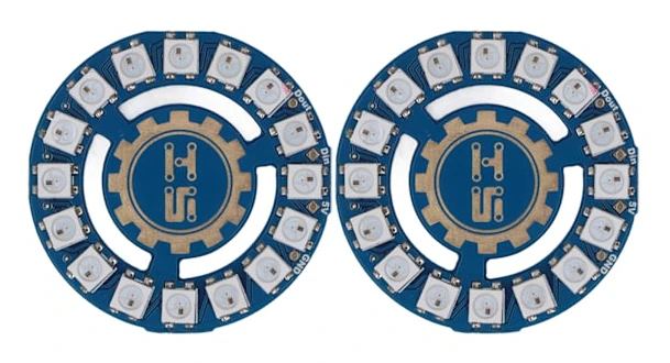 2 st LED Ringlampa Kort 16st 5050 RGB LEDs WS2812 Chip Programmerbar Fullfärg Ringlampa Drivkort för DIY