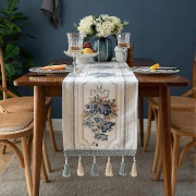 Bordsdukar Bordslöpare Rektangel Broderi Blomma Dammtät Tofs Skrivbordsöverdrag Dekoration Användning