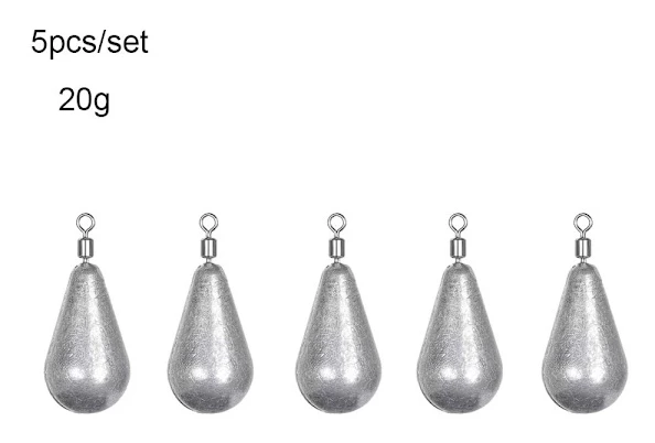 5 st 5g/7g/10g/14g/20g fiskeblyvikter vattendroppar 20G