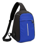 Antistöld Cross Body Bag med USB-laddningsport Mini Bröstväska Blue