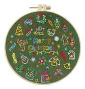 Julbroderikit Nybörjare DIY Broderikit med Broderiram Nål Tråd Handbroderi Hantverksset för Vuxna E