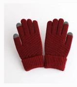 1 par extremt kalla -30°C vinterhandskar för damer med fleecefoder, fingerlös design med pekskärm, elastisk handled för bilkörning, löpning och sms:ande jujube red