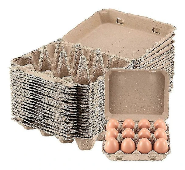 20-pack äggkartonger, fyrkantiga äggkartonger av pappersmassa, äggkartonger behållare tom äggbricka massa