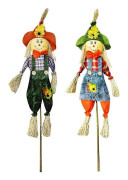 Mkk 2-pack Höstskörde Fågelskrämma, Thanksgiving Jul Utomhus Färgglad Dekor Trädgård, Veranda med Pinne, Stor Storlek