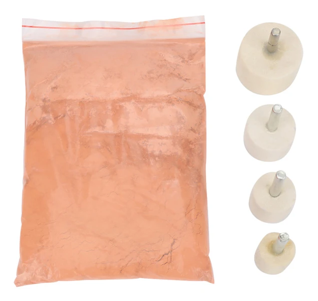 Ceriumoxid Poleringspulver Set med 4 Ullfilthjul