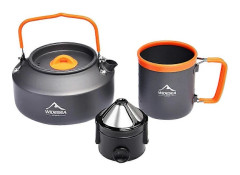 Camping Kaffe Kokkärl Set Camping Vattenkokare Set Camping Kokkärl för Vandring Backpacking och Picknick Trekking