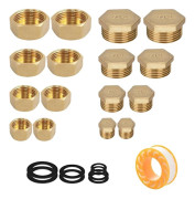16 Pcs Brass Caps with Internal and External Thread, Male Connector for Faucets in Various Sizes_OF