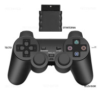 Svart Trådlös Handkontroll, Kompatibel med PS1, PS2 med Dubbel Vibration USB, Klassiska Spelkonsoler
