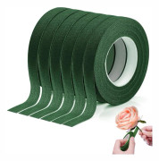 6 st floristband, 162 m, crepe floristband, svart-grön, blomtejp, 12 mm, blomtejp för buketter, självhäftande, blomsterband för