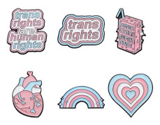 5 stycken Trans Rights Are Human Rights Brosch Hjärta Form Slagstift Broscher Pins Badge Brosch Knappmärken Hjärta Organ Regnbåge Emalj Brosch