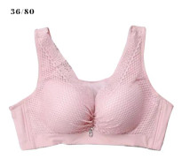 Trådlös BH Dam Andningsbar Push Up Bralette Flicka Spets Mesh Rosa_sai