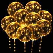 10-pack lysande ballonger med 61 cm lampor, återanvändbara LED Bobo-ballonger, självlysande heliumballonger, färgglada festballongset (gult ljus)