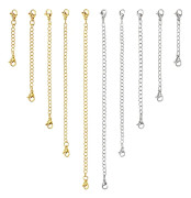 10 st förlängningskedjor i rostfritt stål, silver och guld, olika storlekar, med spännen för smyckestillverkning, armband