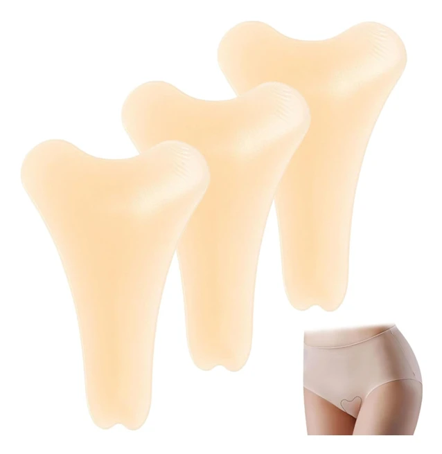 3-pack Cameltoe Concealer för kvinnor, återanvändbar silikon Cameltoe Cover för leggings och baddräkter, Anti-Cameltoe underkläder (Hud, 3)