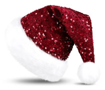 Jultomtehatt för Vuxna Lyxig Plysch Julhatt med Pompom för Män och Kvinnor