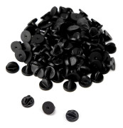 100 fjärilslås, nålar, gummipinnar, stängningar för lapel pins, smyckestillverkning, hattar, märken, uniformer (svart 11,5 mm)