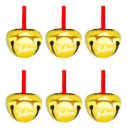 30-pack 4 cm Faith Bell Ornament Metall Julklockor med Rött Band för Julgran Juldekoration