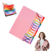 A4 Expandable Project Folder - A4 Sorting Folder - 12 Compartments - Archive Folder with Tabs