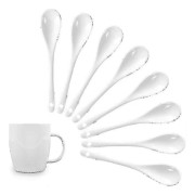 10-pack Äggskedar, Porslin Äggskedar, Vita Äggskedar Teskedar Servering