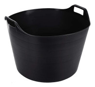 Flexi Balja Svart 26L 42L 75L - Robust Multifunktionell Flexibel Plastbalja För Trädgård, Hem, Leksaksförvaring, Djurfoder