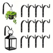 Väggkrok järntrådskrokar för växter och ljus 4/6/10/12-pack metallhängare utomhus inomhus_TF_TF Svart 12 st