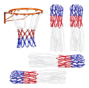 st - Basketbollnät kraftiga nät ersättningsset för portabelt lämpligt för skolans idrottsplatser, Inomhus/Utomhus 50 cm vit, röd och blå_yu
