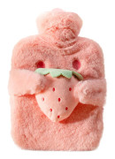 Ny gummivattenflaska med överdrag, vintervarm och läckagesäker, rosa pink