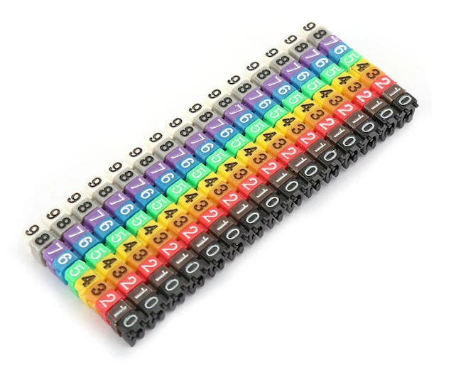 Digital nummermarkör för kabel, färgglad (150 st 1,5 mm²)