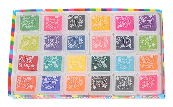 24 färger DIY söt färgglad bläckdyna stämpel bläckplatta för gummistämpel Scrapbook dekoration