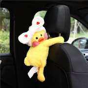 [LCS] Tecknad bilhängande näsdukslåda Söt plyschanka hänge Bärbar näsduksförvaringslåda för hem och bil Yellow Duck White Red Heart