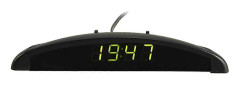 3-i-1 Bil 12V Digital LED Voltmeter Spänning Temperatur Klocka Termometer Bil, Grön
