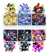 Nagelpaljetter, Nail Art Flake, Nail Glitter Paillette Mixed Round, 3D Nail Art Stickers för Nageldekoration DIY Resin Form