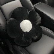 Bil svankstöd plysch söt bil svankstöd mjuk bil svankstöd bekväm svankstöd kudde biltillbehör svartvit blomma