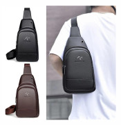Bröstpaket för män Crossbody-väska Lyxdesign Slitstarkt PU-läder Black