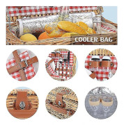 Wicker Picnic Basket Basket Set With Insulated Compartments, Handmade Multi-person Picnic Basket Classic Red Plaid With Cutlery Perfect For Picnic, Ca GREEN