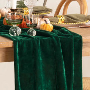 2025 Senaste Modell Smaragdgrön Sammet Bordslöpare 50 x 305 cm Lyxig Elegant Thanksgiving Bordslöpare 3 m Mjuk Bomullssammet