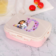 Gabby Dollhouses Flickor Tecknad Brev Lunchlådor Student Plast Bärbar Bento Box Isolerad Lunch Box Barn Födelsedag Söt present