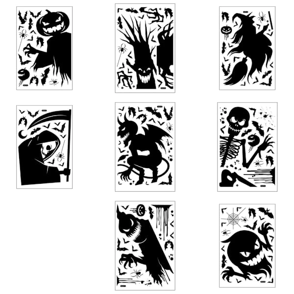 Halloween Fönster Cling Dekaler klistermärken dubbelsidigt för glas 8pcs ghost monster ghost