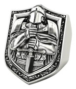 Tempelriddare Svärd Ring För Män, Gotisk Crusader Shield Ring Medeltida Sword Sword Ring Korshjälm Warrior Ring För Pojkar