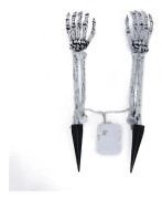 Halloween Skelett Hand Stake Glödande Simulering Skull Hand Staty för trädgård 1
