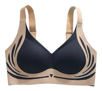 Anti-häng Västsport-BH Push-up Sömlös BH För Kvinnor Utan Stålring Black 4XL