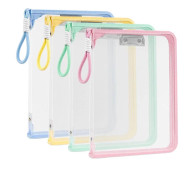 ING Dokumentväskor i fyrpack med clips och dragkedjor - A4-storlek - transparent - 32,7*23*3 cm