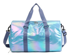Vattentät Polyester Gymväska med Skofack och Våt-Torr Ficka för Kvinnor Resor Fitness Simning Blå 48x26x39cm