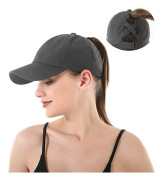 Solhatt för kvinnor, Baseballkeps med hästsvans för kvinnor, Snabbtorkande sommarhatt, Ventilerande mesh, Korsad hatt, Solhatt för utomhussporter, Mörkgrå
