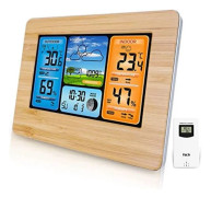 Väderstation, Trådlös Väderstation, Digital Väderstation, Inomhus- och Utomhustermometer, Hygrometer, Barometer, LCD-färgskärm, Luftfuktighet