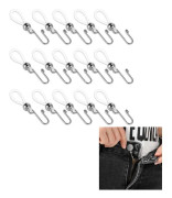15-pack - Jeans Dragkedjehållare - Dragkedjestoppar - Jeans Knappkrokar - Silver - 3,5 x 0,6 cm