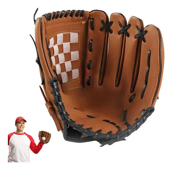 Basebollhandske - Softbollhandske - Softbollhandske för nybörjare - Lämplig för baseboll/softboll - Vänster hand - Vuxen - Unisex - 12,5 tum