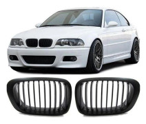 2 MATTSVARTA GRILLAR FÖR BMW 3-SERIE E46 COUPÉ FAS 1 FRÅN 1999 TILL 04/2003